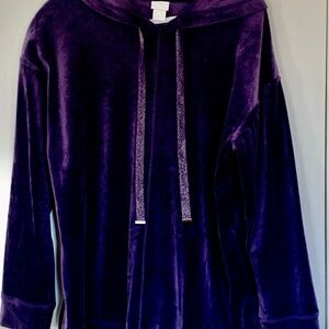 Chicos Energy Hooded Velveteen Sweatshirt, Size 2